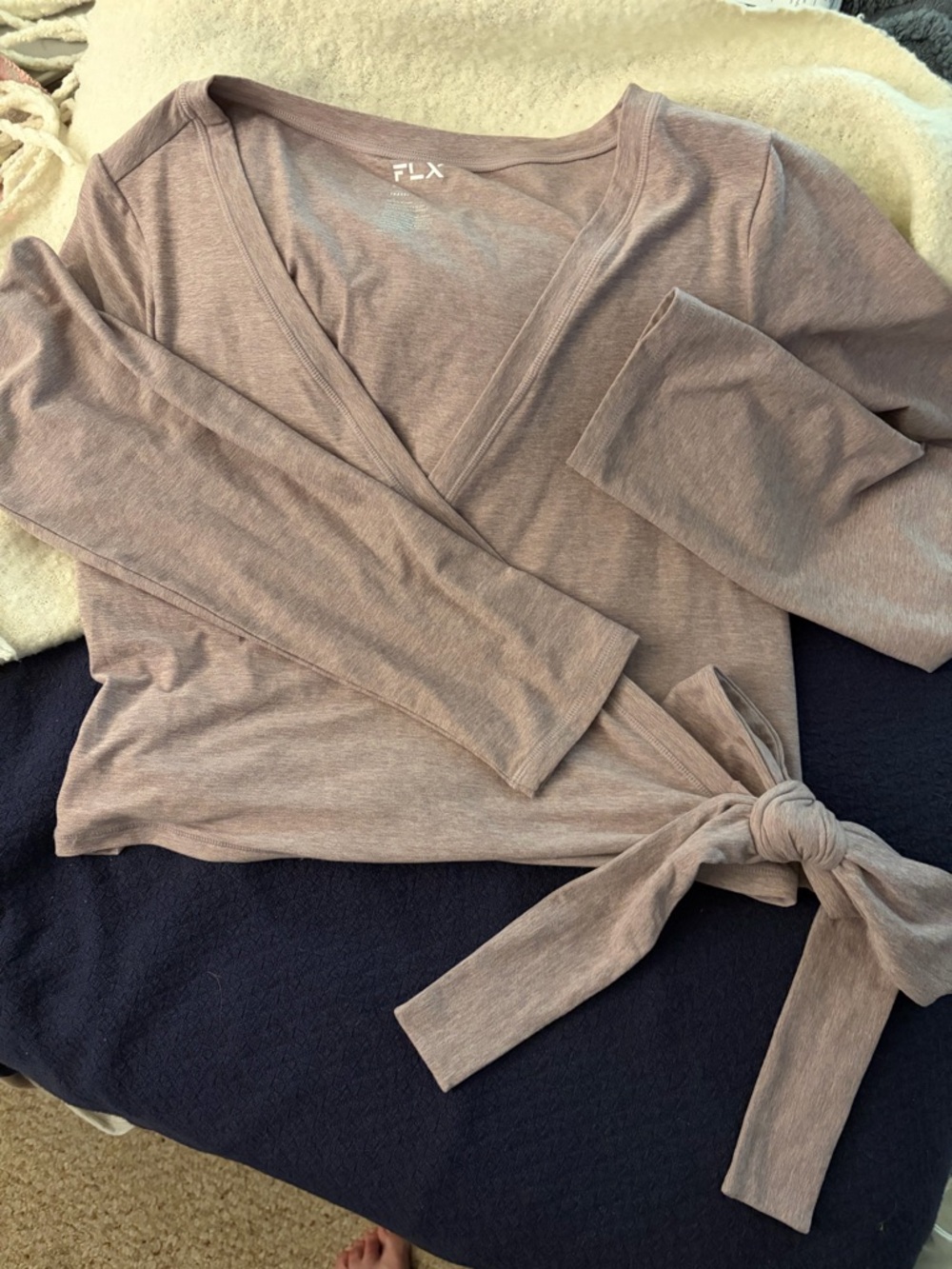 FLX Tie-Waist Wrap Top in Mauve